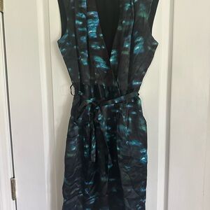 SALE! Elegant Kenneth Cole  Black and Blue Sleeveless wrap Dress